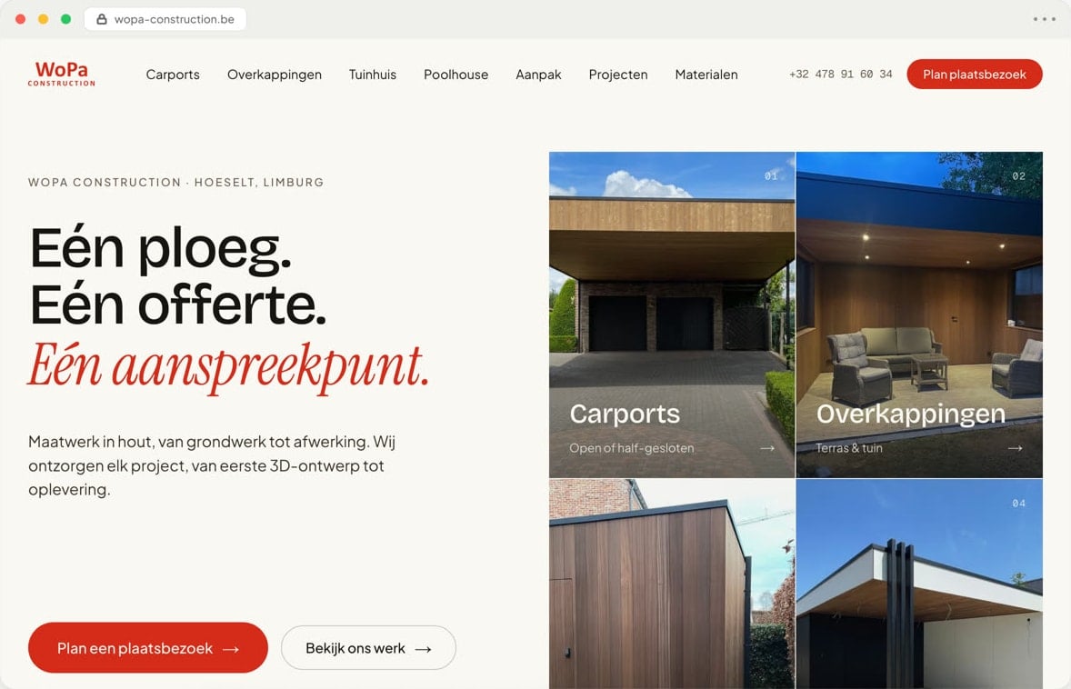 WOPA Construction bedrijfssite