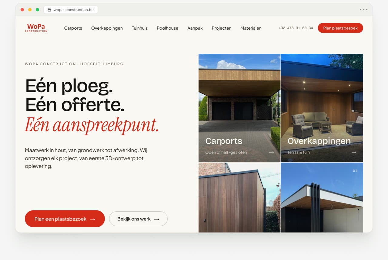 WOPA Construction bedrijfssite
